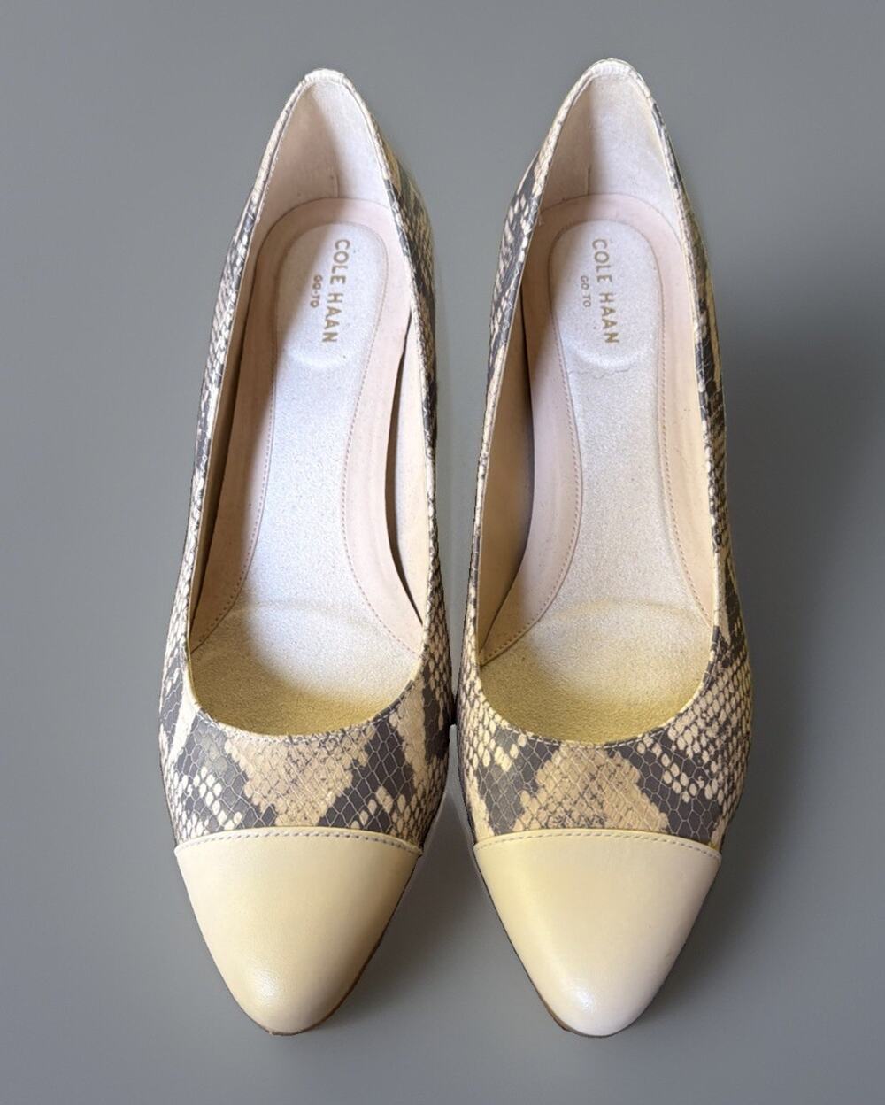Cole Haan Womens The Go-To Pump Block Heels 9 1/2 Medium Python Print 9.5
